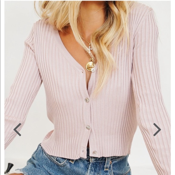 Verge Girl Sweaters - Verge Girl pink Top down button knit top